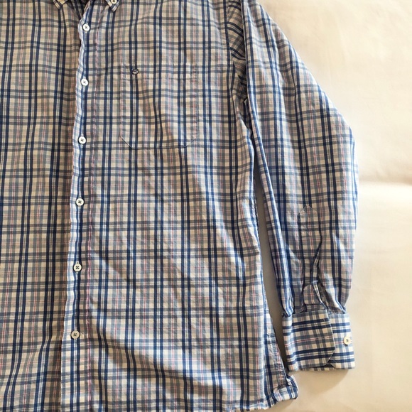 Southern Tide Mens Button Down Blue Pink Plaid Med - Picture 2 of 6